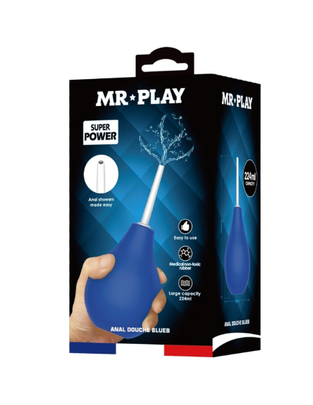 MR PLAY Ducha Anal Blue Super Power Azul - Limpieza Segura y Placentera para Sexo Anal