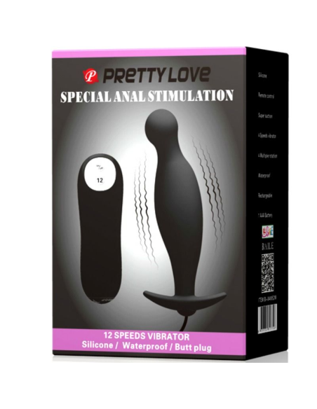 PRETTY LOVE - Plug Anal Silicona Negro Vibración | SexPlace.MX