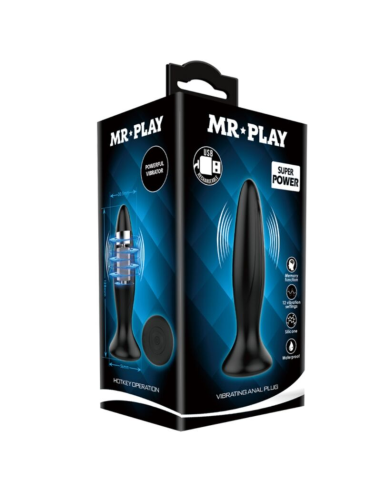 MR PLAY - Plug Anal Vibrador Negro Recargable | 12 Modos de Vibración y Diseño Ergonómico