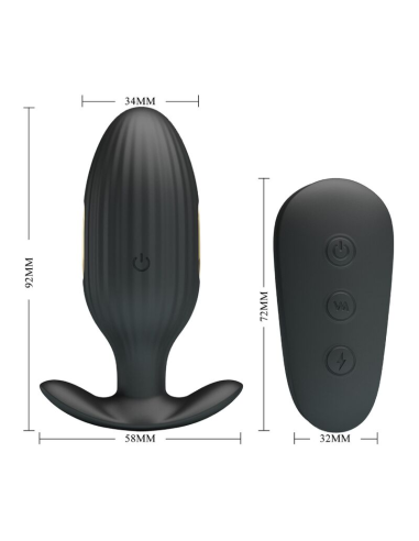 PRETTY LOVE - KELLY Plug Anal Vibrador Recargable Negro | SexPlace.MX