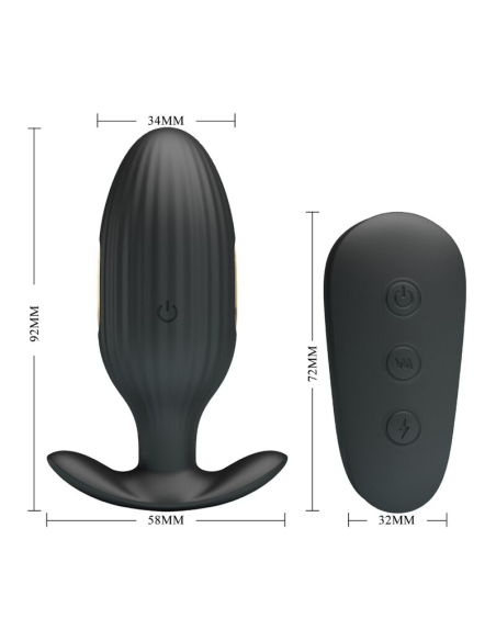 PRETTY LOVE - KELLY Plug Anal Vibrador Recargable Negro | SexPlace.MX
