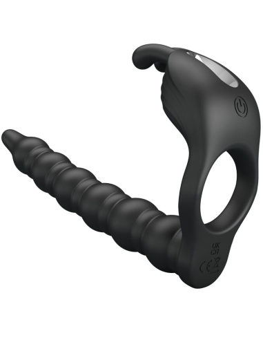 Pretty Love Blackney - Anillo Pene Vibrador Negros de 7 Funciones para Erecciones Prolongadas y Placer Compartido