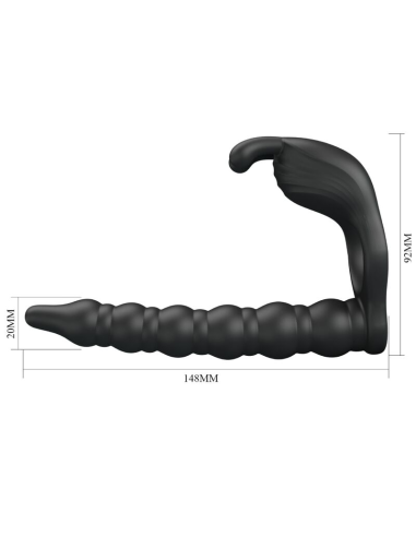 Pretty Love Blackney - Anillo Pene Vibrador Negros de 7 Funciones para Erecciones Prolongadas y Placer Compartido