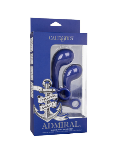 Set de Entrenamiento Anal CalExotics Admiral - 2 Plugs de Silicona Ergonómicos Azul
