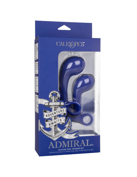 Set de Entrenamiento Anal CalExotics Admiral - 2 Plugs de Silicona Ergonómicos Azul