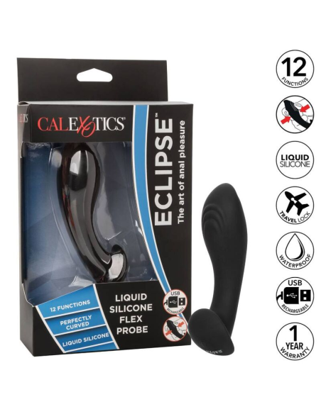 CALEXOTICS - LIQUID SILICONE FLEX PROBE: Sonda Anal Ergonómica con 12 Vibraciones para Placer Intenso y Comodidad Premium