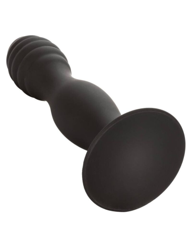 CALEXOTICS - RIBBED ANAL STUD: Placer Anal con Silicona Suave y Base de Succión para Diversión Sin Manos