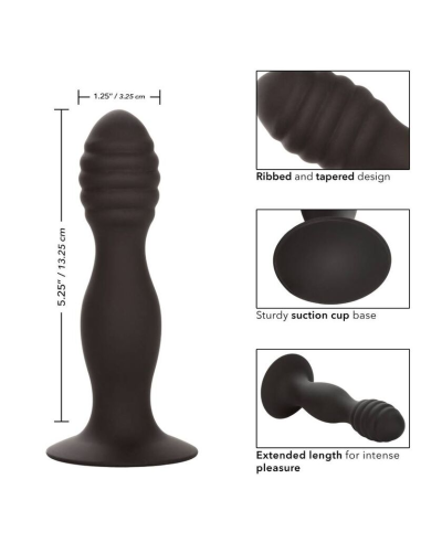 CALEXOTICS - RIBBED ANAL STUD: Placer Anal con Silicona Suave y Base de Succión para Diversión Sin Manos