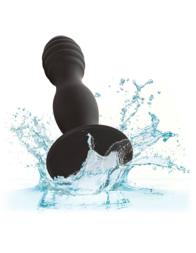 CALEXOTICS - RIBBED ANAL STUD: Placer Anal con Silicona Suave y Base de Succión para Diversión Sin Manos