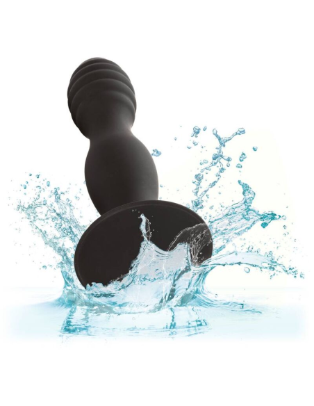 CALEXOTICS - RIBBED ANAL STUD: Placer Anal con Silicona Suave y Base de Succión para Diversión Sin Manos