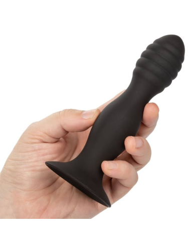 CALEXOTICS - RIBBED ANAL STUD: Placer Anal con Silicona Suave y Base de Succión para Diversión Sin Manos