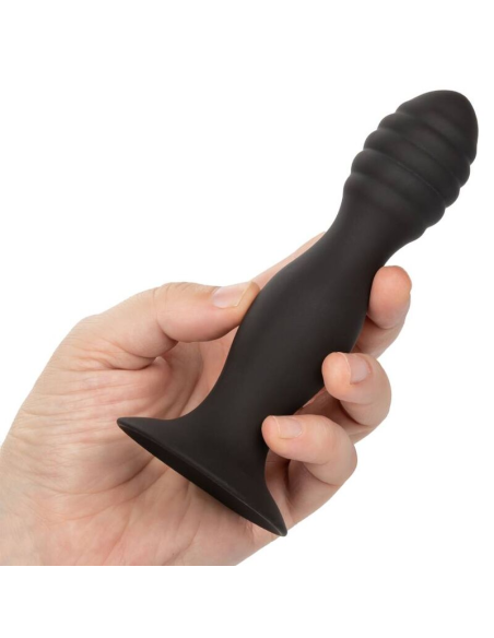 CALEXOTICS - RIBBED ANAL STUD: Placer Anal con Silicona Suave y Base de Succión para Diversión Sin Manos