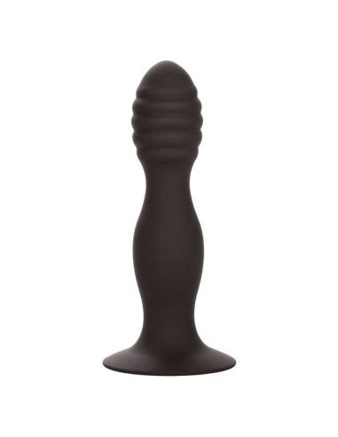 CALEXOTICS - RIBBED ANAL STUD: Placer Anal con Silicona Suave y Base de Succión para Diversión Sin Manos
