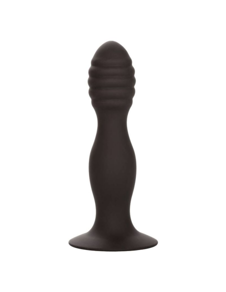 CALEXOTICS - RIBBED ANAL STUD: Placer Anal con Silicona Suave y Base de Succión para Diversión Sin Manos