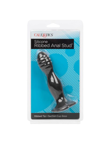 CALEXOTICS - RIBBED ANAL STUD: Placer Anal con Silicona Suave y Base de Succión para Diversión Sin Manos