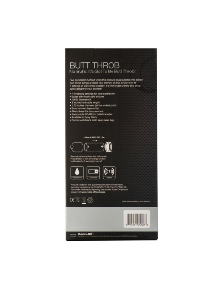 ROCKS-OFF Butt Throb - Estimulador Anal del Punto P | 7 Velocidades, Silicona Segura y Sumergible