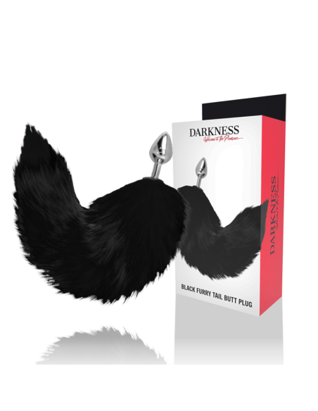 Darkness - Plug Anal Silver 8 cm con Cola Negro | Estimulación y Satisfacción para Todos