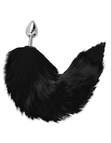 Darkness - Plug Anal Silver 8 cm con Cola Negro | Estimulación y Satisfacción para Todos