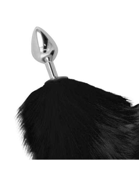 Darkness - Plug Anal Silver 8 cm con Cola Negro | Estimulación y Satisfacción para Todos