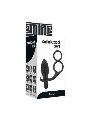 ADDICTED TOYS - Plug Anal Con Anilla Doble Negro | SexPlace.MX