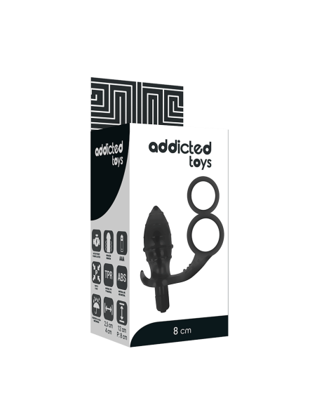 ADDICTED TOYS - Plug Anal Con Anilla Doble Negro | SexPlace.MX