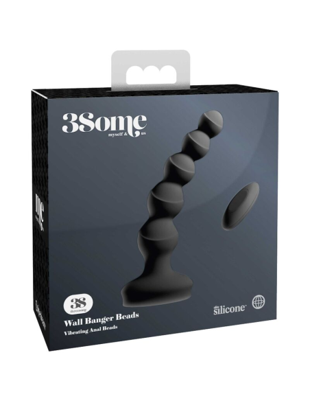 3SOME - Wall Banger Beads Negro: Vibrador Multifunción con Control Remoto y Succión | ¡Explora Nuevas Sensaciones!