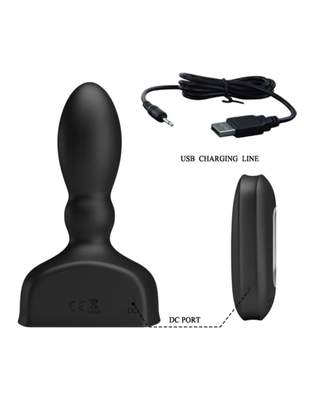 MR PLAY - Plug Anal Hinchable Negro Control Remoto con Vibración y Presión Extra - Placer Inigualable
