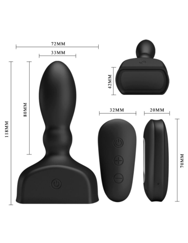 MR PLAY - Plug Anal Hinchable Negro Control Remoto con Vibración y Presión Extra - Placer Inigualable
