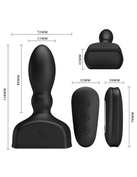 MR PLAY - Plug Anal Hinchable Negro Control Remoto con Vibración y Presión Extra - Placer Inigualable