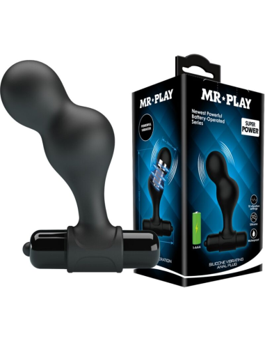 MR PLAY - Plug Anal Vibrador de Silicona Negro | 10 Funciones de Vibración y Alta Calidad