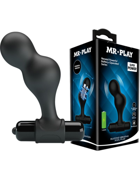 MR PLAY - Plug Anal Vibrador de Silicona Negro | 10 Funciones de Vibración y Alta Calidad