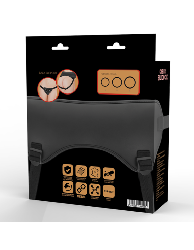 CYBER SILICOCK - Arnés con 3 Anillas de Silicona | Control y Confort para Juegos Sexuales