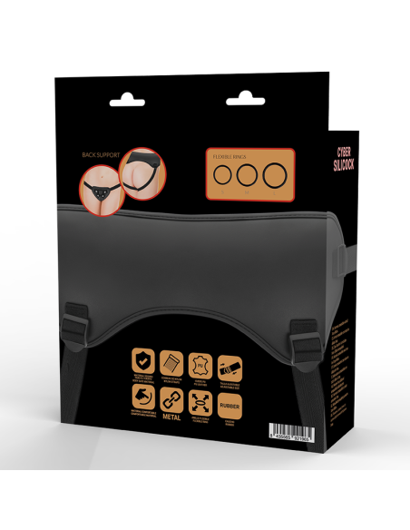CYBER SILICOCK - Arnés con 3 Anillas de Silicona | Control y Confort para Juegos Sexuales