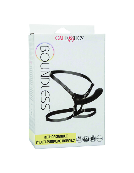 CALExotics Boundless - Arnes Recargable Multiposición con 10 Funciones de Vibración y Estimulación Intensa