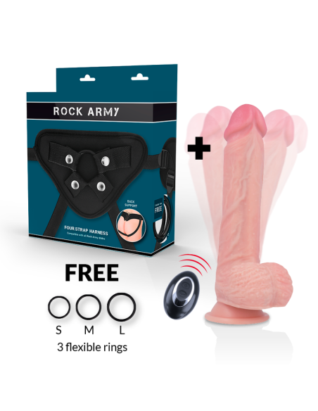 ROCKARMY - Arnés + Vibrador de Silicona Liquid Silicone Apache 20.5 cm