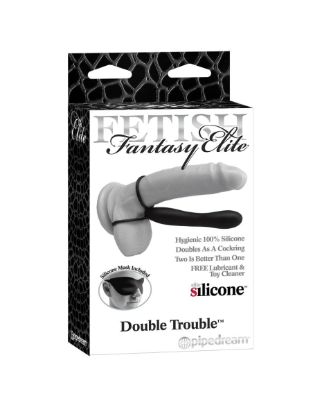 FETISH FANTASY ELITE: Doble Penetración Premium - Anillo de Silicona y Dildo Suave