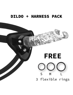 X RAY - Arnés y Dildo Transparente 21 cm