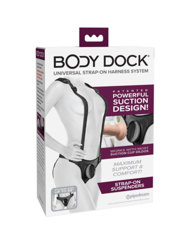 PIPEDREAMS Body Dock Strap-On Suspenders: ¡Sin Anillos y Sin Complicaciones!