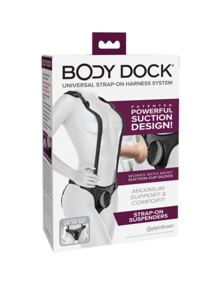 PIPEDREAMS Body Dock Strap-On Suspenders: ¡Sin Anillos y Sin Complicaciones!