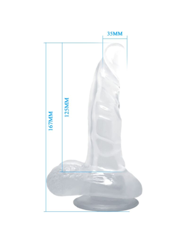 BAILE - Dildo Realista Transparente con Ventosa y Testículos | Placer Intenso de 16.7 cm