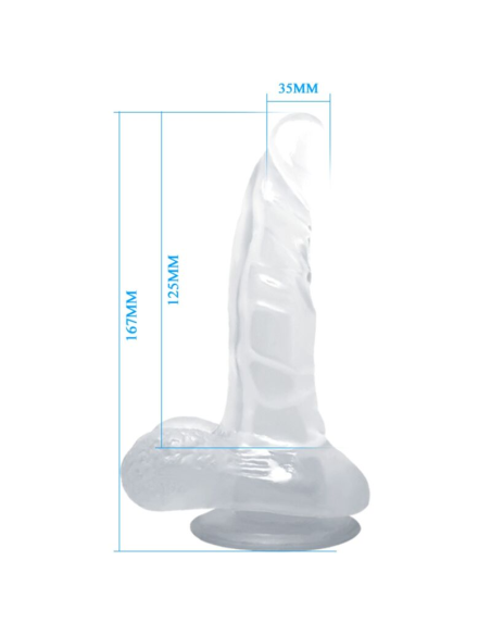 BAILE - Dildo Realista Transparente con Ventosa y Testículos | Placer Intenso de 16.7 cm