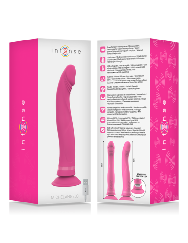 Intense™ Michelangelo Dildo Vibrador de Silicona Rosa - Placer Potente y Suave