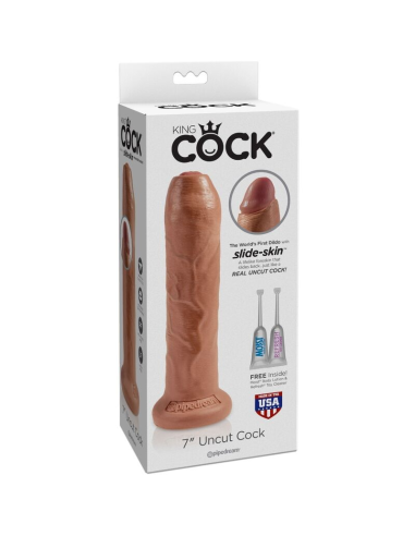 KING COCK - Pene Realista con Prepucio 17.8 cm Caramelo | SexPlace.MX