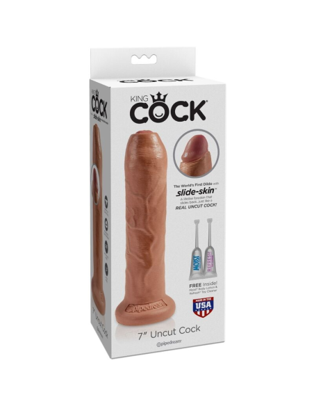 KING COCK - Pene Realista con Prepucio 17.8 cm Caramelo | SexPlace.MX
