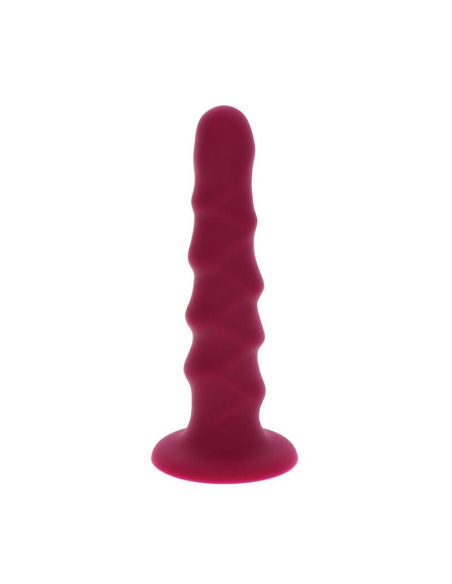 GET REAL - RIBBED DONG 12 CM ROJO | Dong Premium, Base de Ventosa y Silicona Segura
