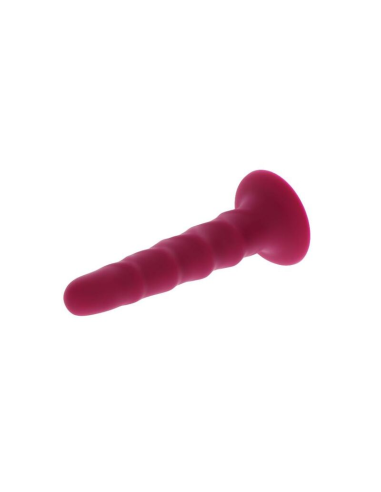 GET REAL - RIBBED DONG 12 CM ROJO | Dong Premium, Base de Ventosa y Silicona Segura