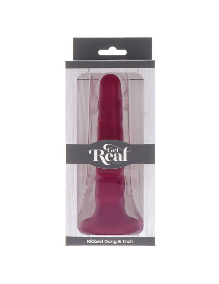 GET REAL - RIBBED DONG 12 CM ROJO | Dong Premium, Base de Ventosa y Silicona Segura