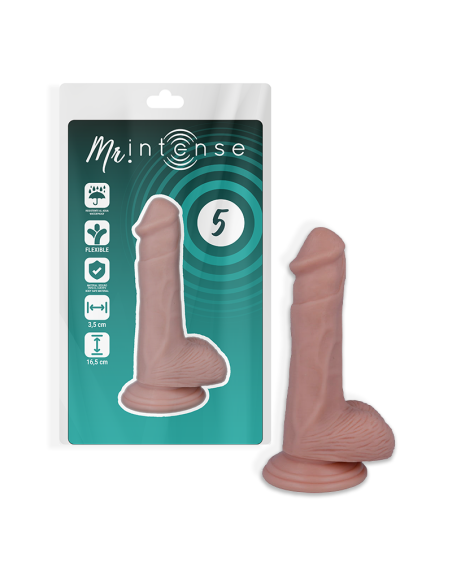 MR INTENSE - Dildo Realista 16.5 cm x 3.5 cm - Placer Hipoalergénico y Flexible con Ventosa