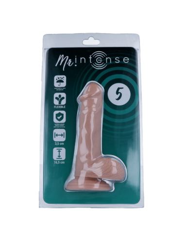 MR INTENSE - Dildo Realista 16.5 cm x 3.5 cm - Placer Hipoalergénico y Flexible con Ventosa