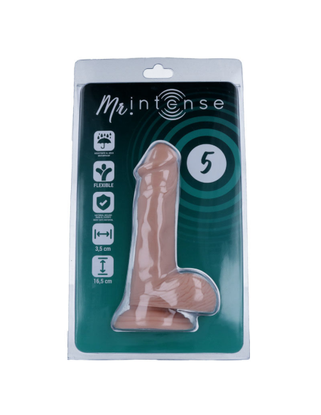 MR INTENSE - Dildo Realista 16.5 cm x 3.5 cm - Placer Hipoalergénico y Flexible con Ventosa